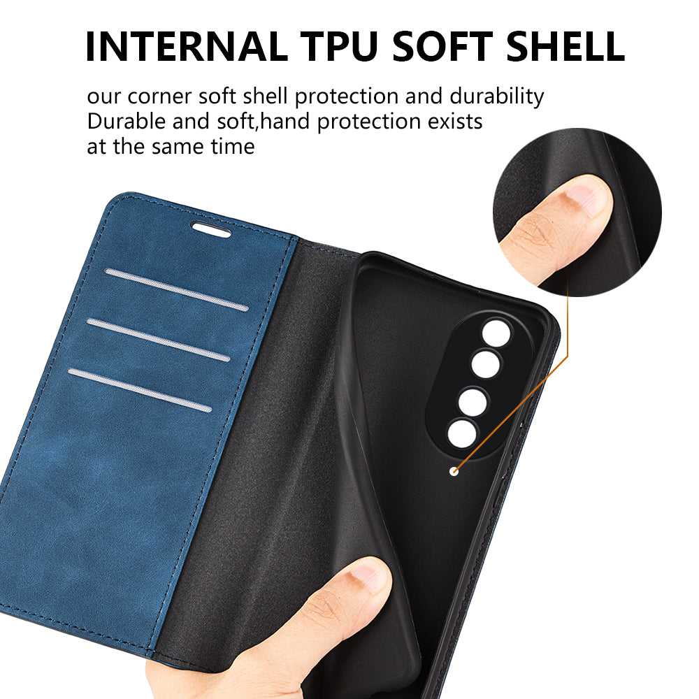 For Honor 90 Wallet Flip Cell Phone Case Skin-touch Stand Shockproof PU Leather Cover