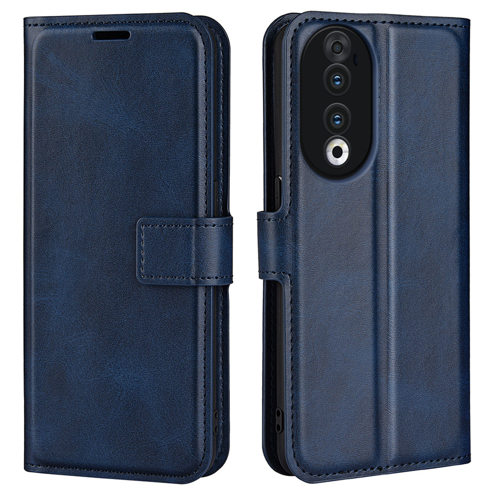 For Honor 90 Phone Shell Calf Texture Leather Cover Stand Wallet Square Magnetic Closure Case