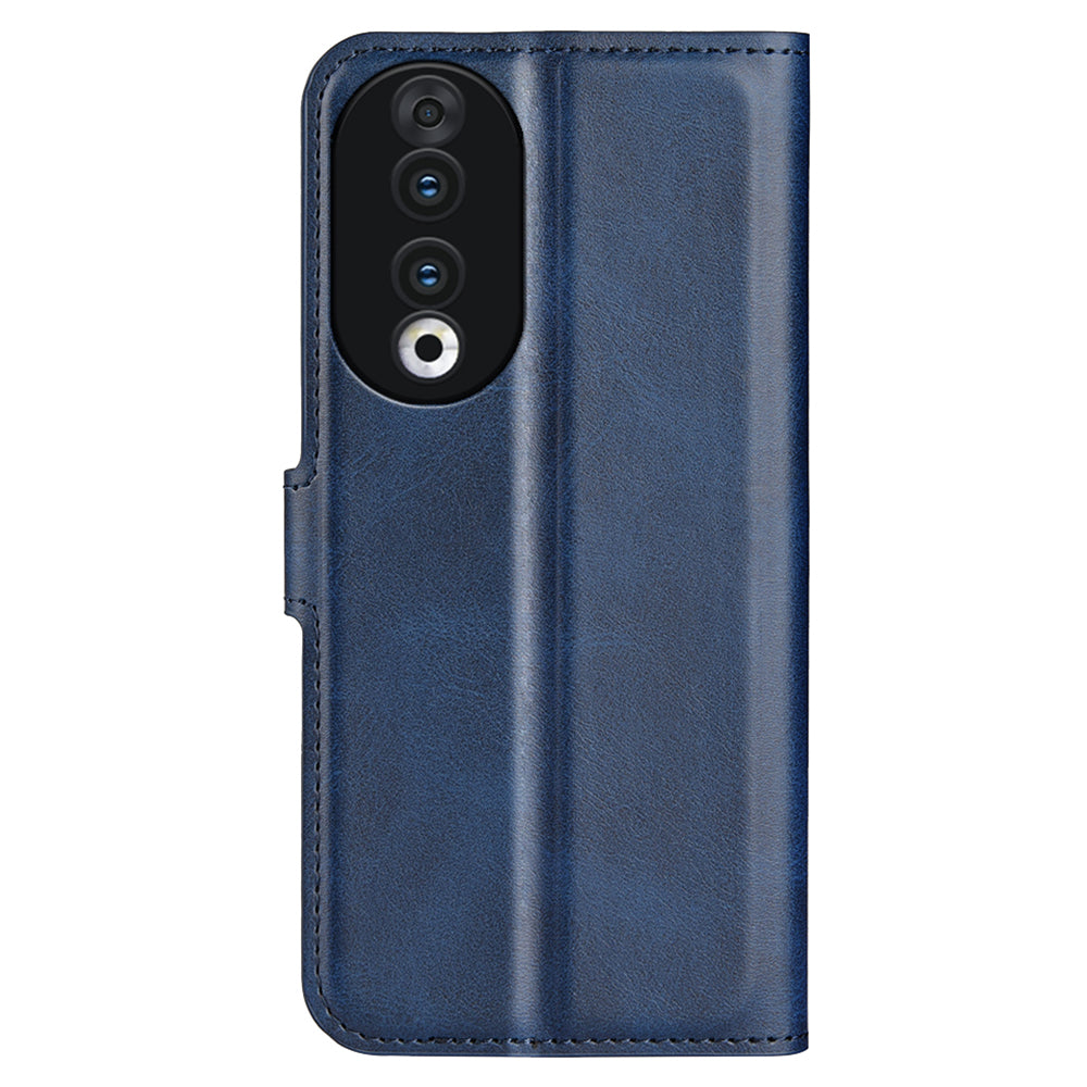 For Honor 90 Phone Shell Calf Texture Leather Cover Stand Wallet Square Magnetic Closure Case