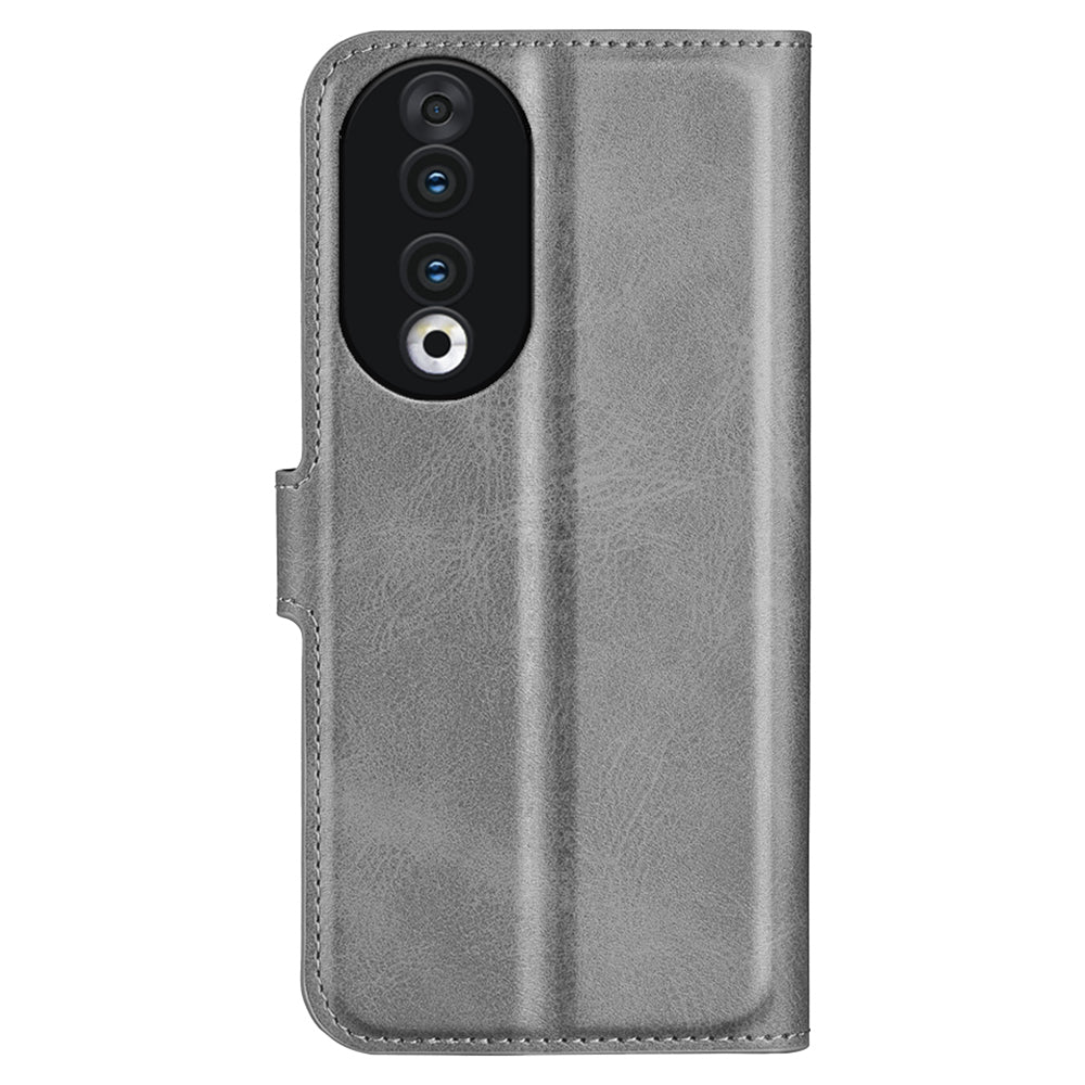For Honor 90 Phone Shell Calf Texture Leather Cover Stand Wallet Square Magnetic Closure Case