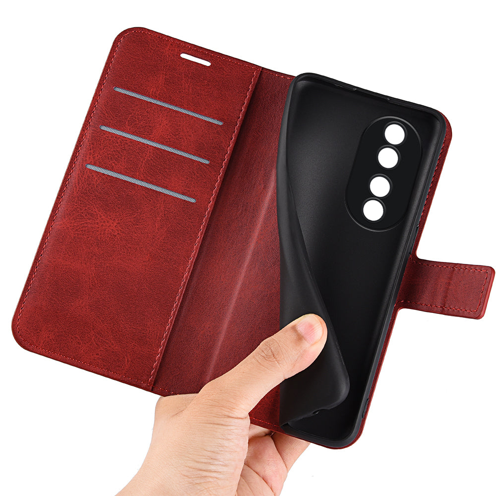 For Honor 90 Phone Shell Calf Texture Leather Cover Stand Wallet Square Magnetic Closure Case