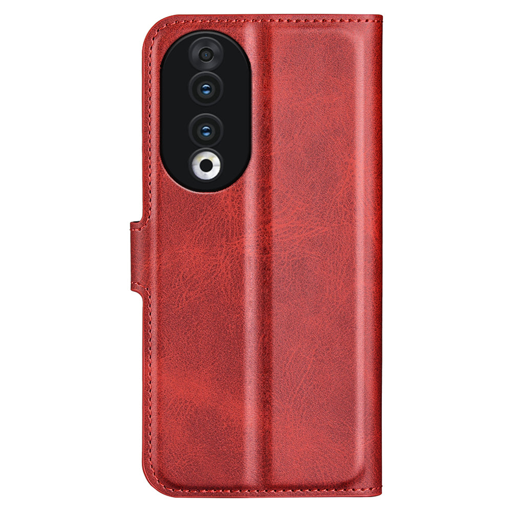 For Honor 90 Phone Shell Calf Texture Leather Cover Stand Wallet Square Magnetic Closure Case