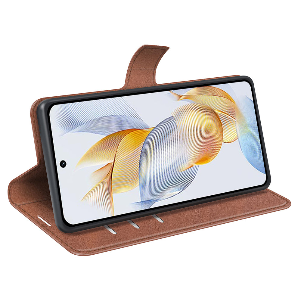 For Honor 90 Phone Shell Calf Texture Leather Cover Stand Wallet Square Magnetic Closure Case