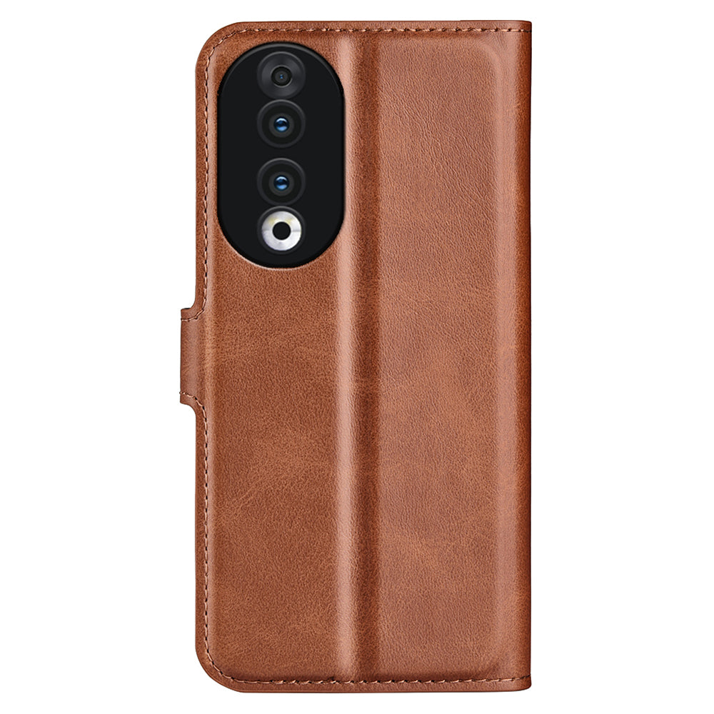 For Honor 90 Phone Shell Calf Texture Leather Cover Stand Wallet Square Magnetic Closure Case