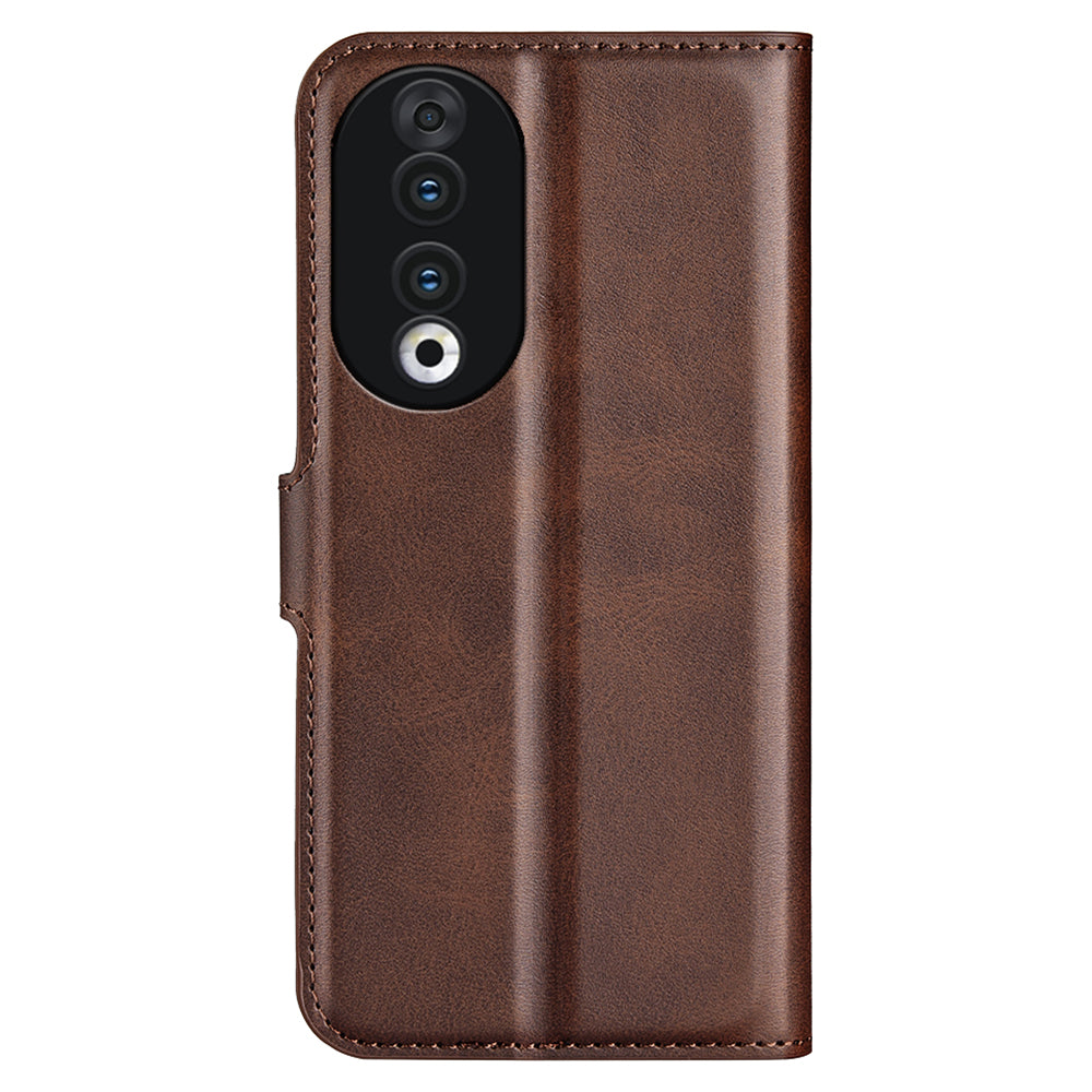 For Honor 90 Phone Shell Calf Texture Leather Cover Stand Wallet Square Magnetic Closure Case