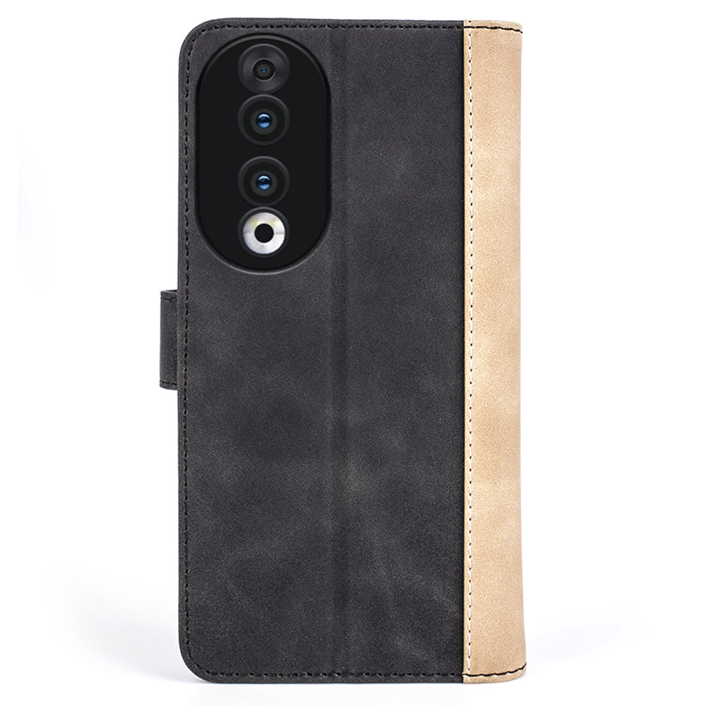 For Honor 90 PU Leather Wallet Phone Cover Dual-color Splicing Stand Cell Phone Case