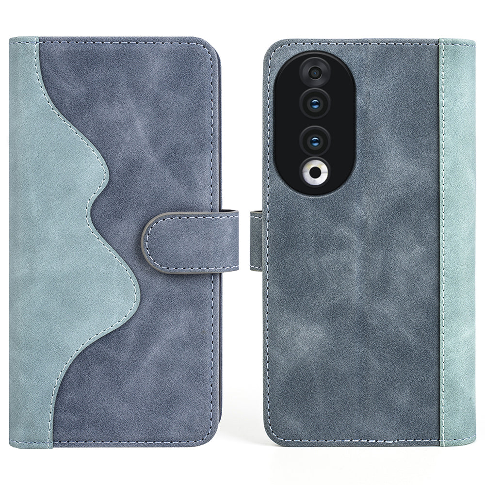 For Honor 90 PU Leather Wallet Phone Cover Dual-color Splicing Stand Cell Phone Case