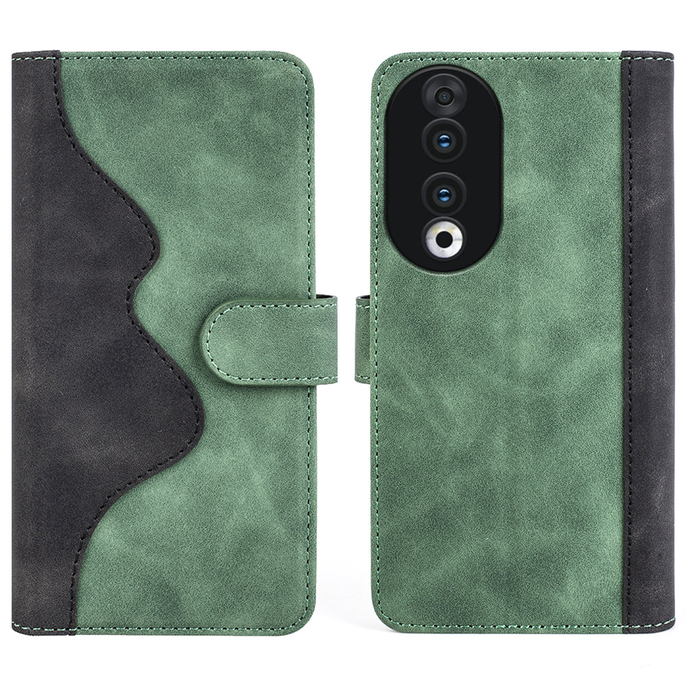 For Honor 90 PU Leather Wallet Phone Cover Dual-color Splicing Stand Cell Phone Case