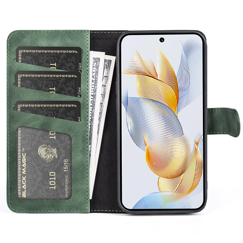 For Honor 90 PU Leather Wallet Phone Cover Dual-color Splicing Stand Cell Phone Case