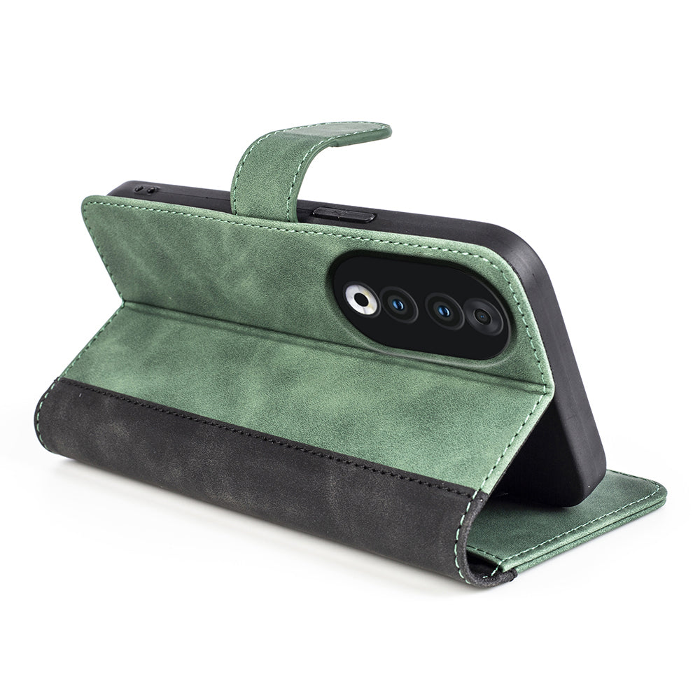 For Honor 90 PU Leather Wallet Phone Cover Dual-color Splicing Stand Cell Phone Case