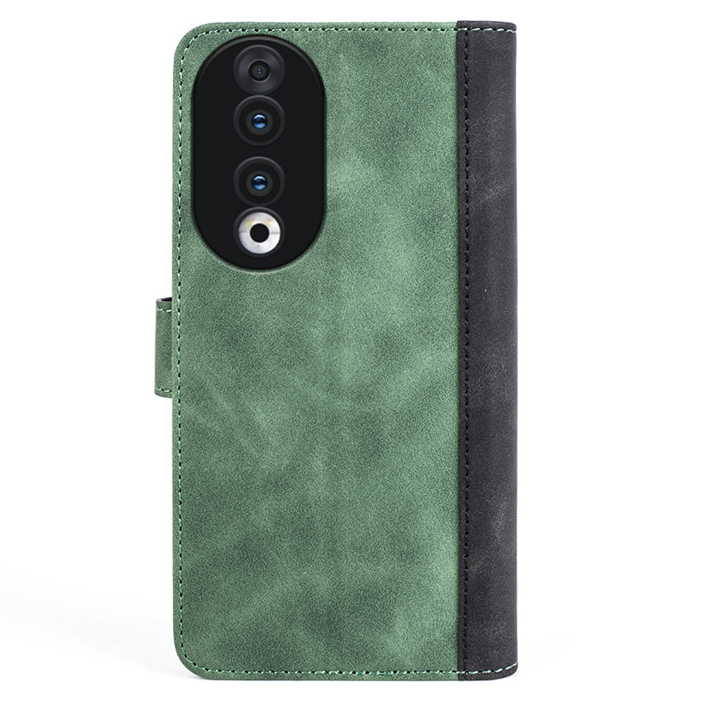 For Honor 90 PU Leather Wallet Phone Cover Dual-color Splicing Stand Cell Phone Case