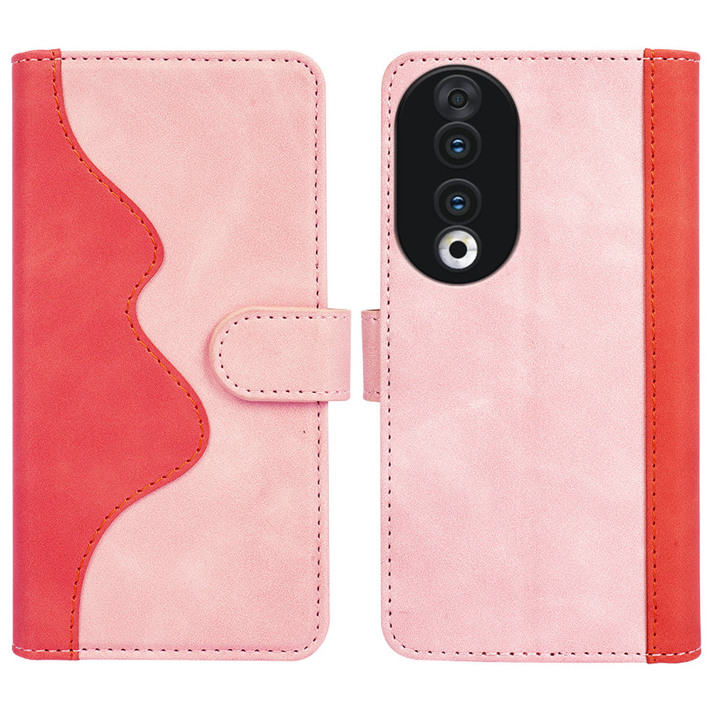 For Honor 90 PU Leather Wallet Phone Cover Dual-color Splicing Stand Cell Phone Case