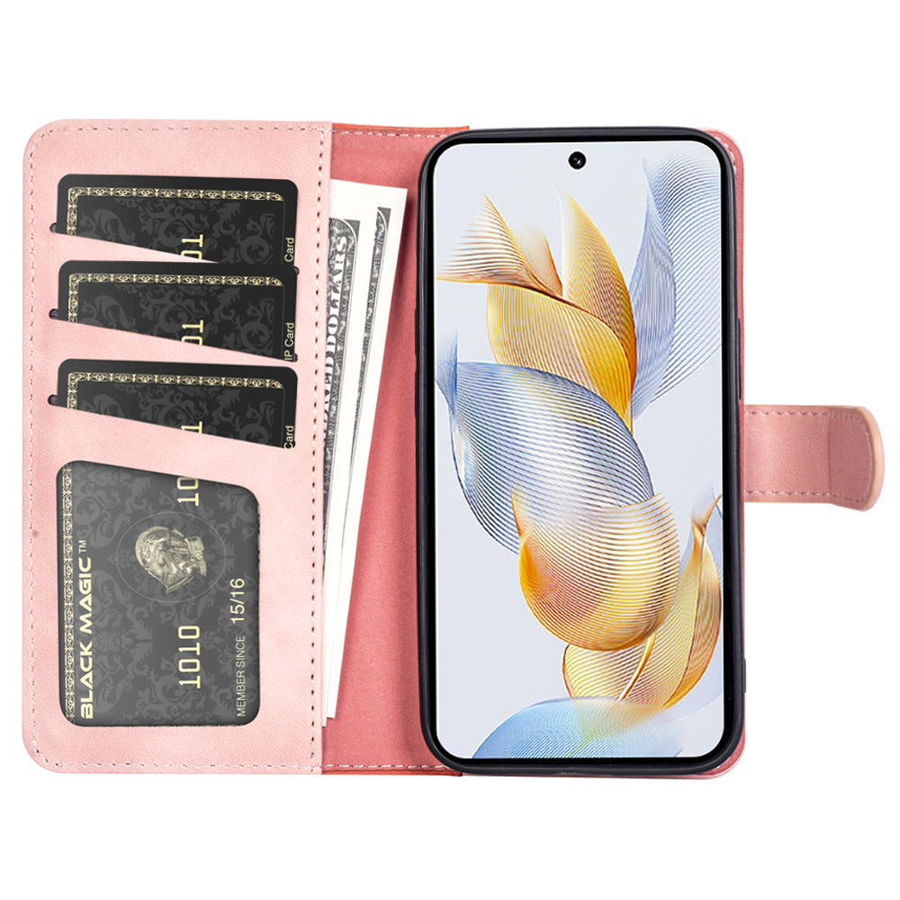 For Honor 90 PU Leather Wallet Phone Cover Dual-color Splicing Stand Cell Phone Case