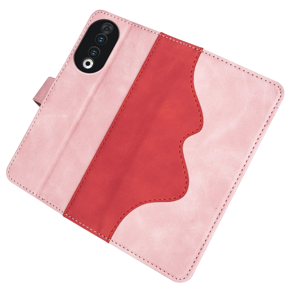 For Honor 90 PU Leather Wallet Phone Cover Dual-color Splicing Stand Cell Phone Case