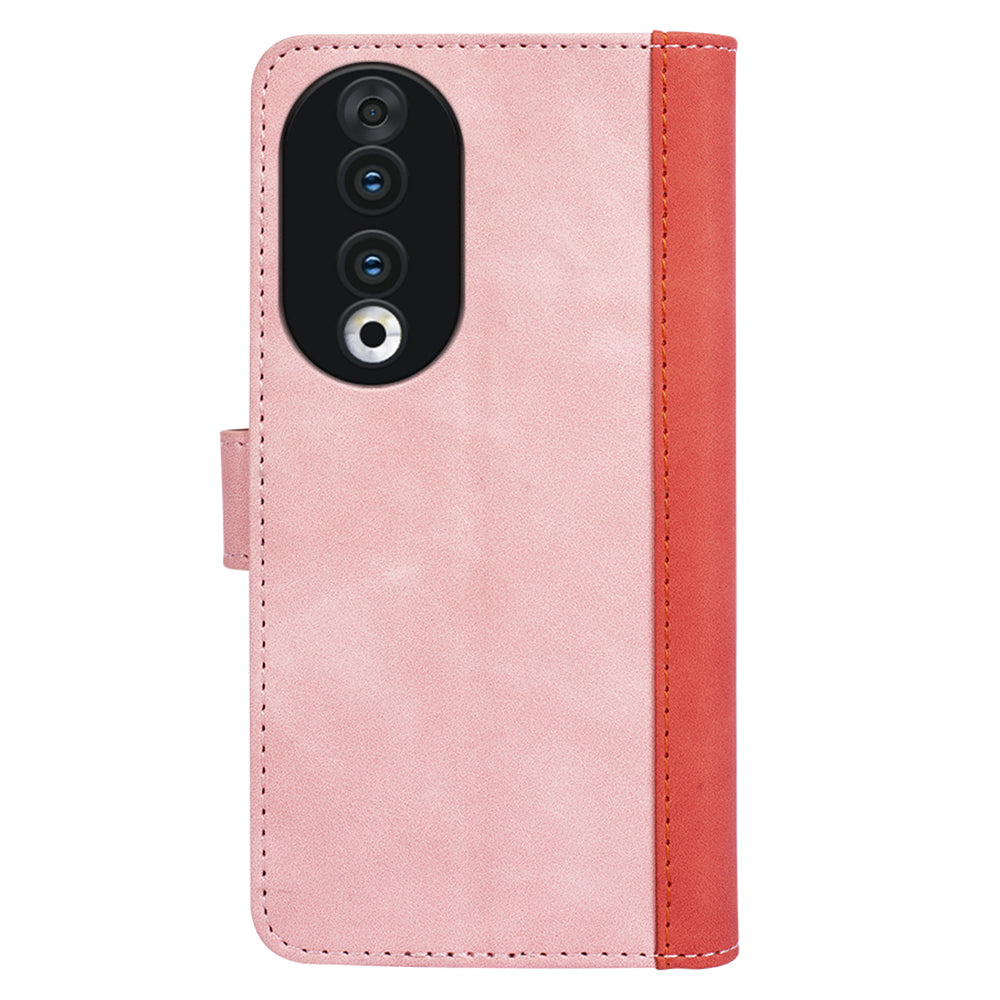 For Honor 90 PU Leather Wallet Phone Cover Dual-color Splicing Stand Cell Phone Case