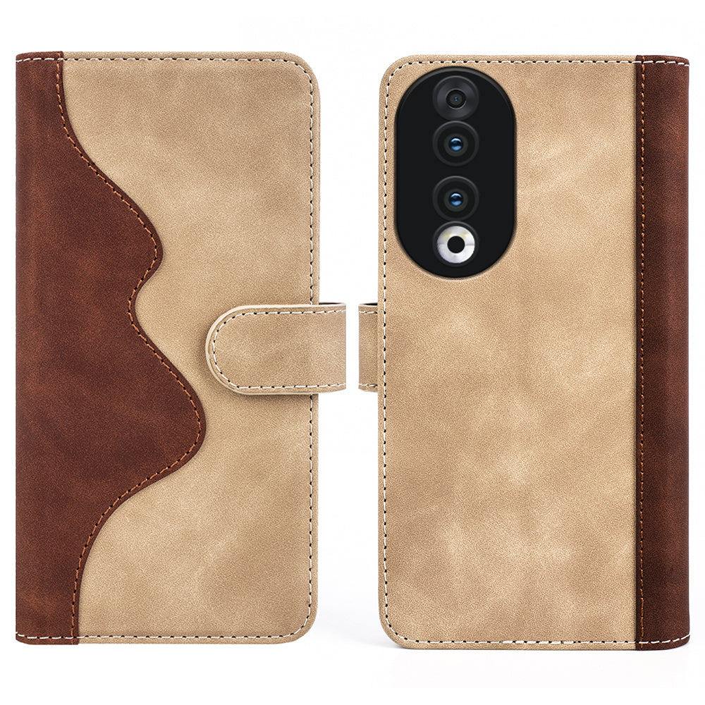 For Honor 90 PU Leather Wallet Phone Cover Dual-color Splicing Stand Cell Phone Case