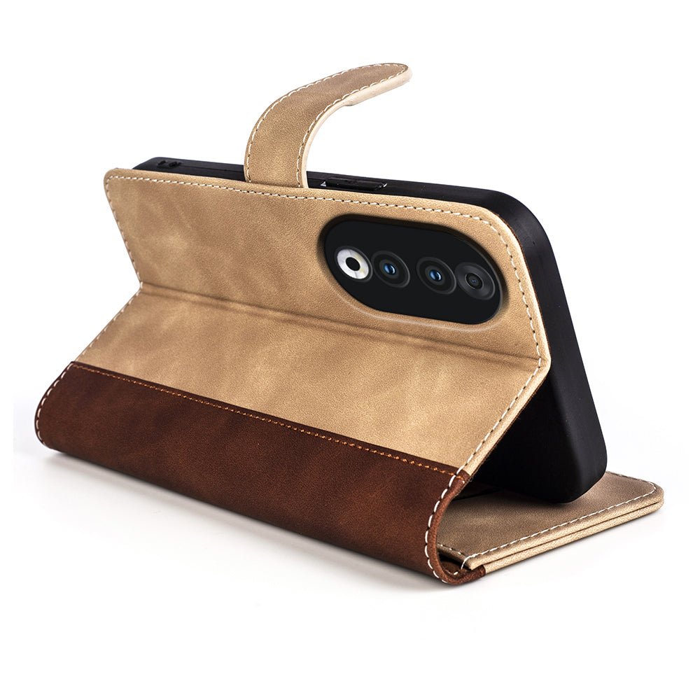 For Honor 90 PU Leather Wallet Phone Cover Dual-color Splicing Stand Cell Phone Case