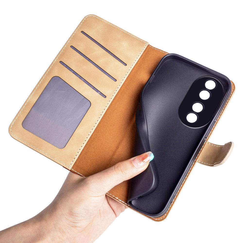 For Honor 90 PU Leather Wallet Phone Cover Dual-color Splicing Stand Cell Phone Case