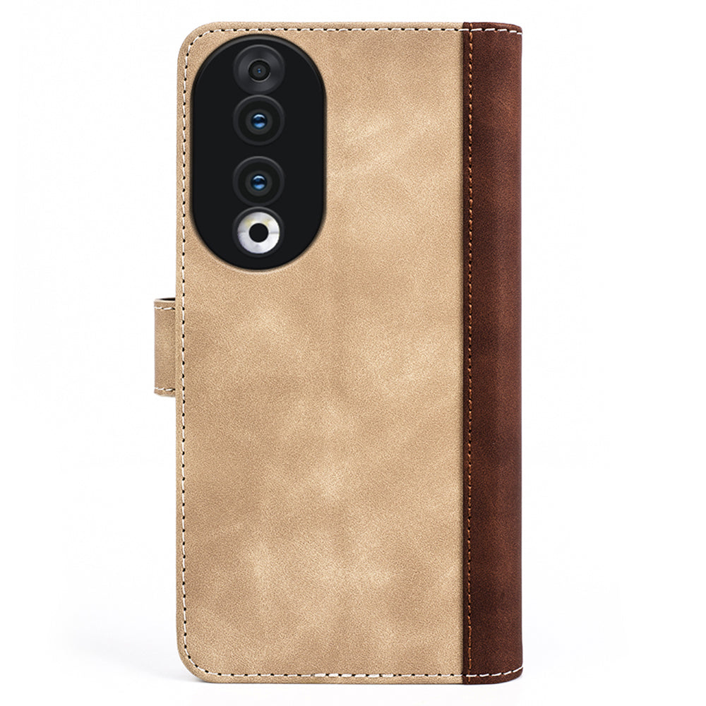 For Honor 90 PU Leather Wallet Phone Cover Dual-color Splicing Stand Cell Phone Case