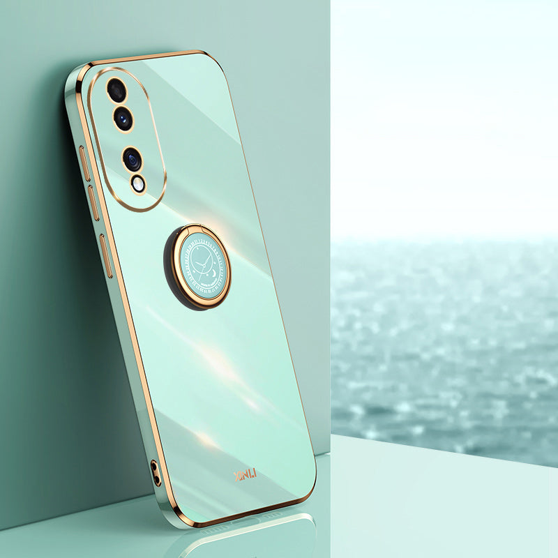 XINLI For Honor 90 Electroplated TPU Back Cover Anti-scratch Phone Case with Ring Kickstand