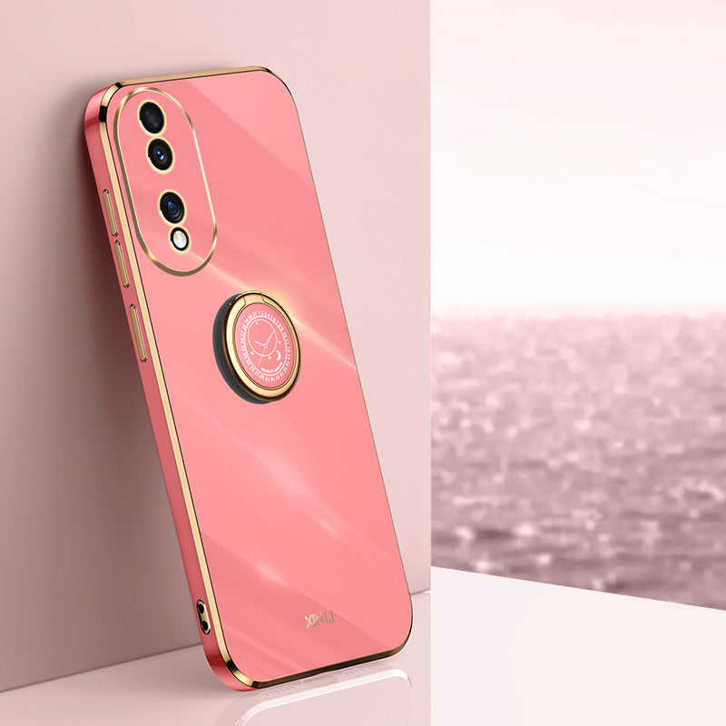 XINLI For Honor 90 Electroplated TPU Back Cover Anti-scratch Phone Case with Ring Kickstand