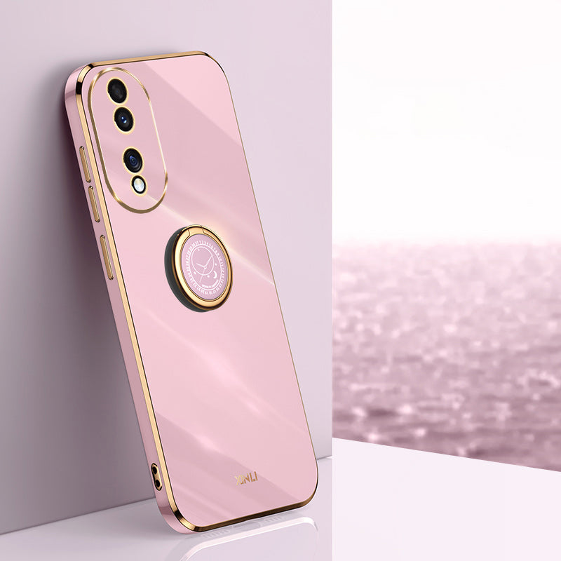 XINLI For Honor 90 Electroplated TPU Back Cover Anti-scratch Phone Case with Ring Kickstand