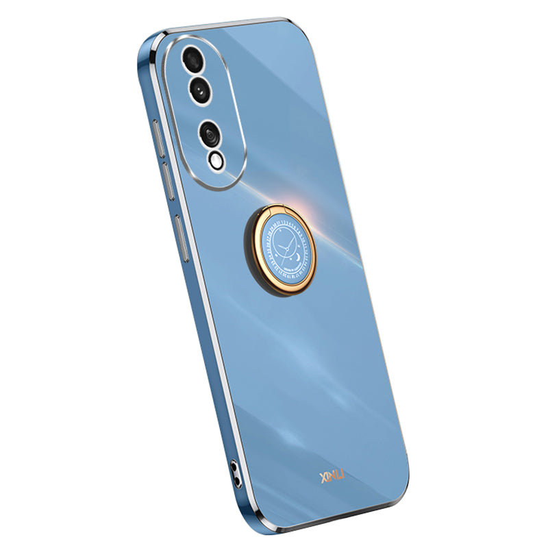 XINLI For Honor 90 Electroplated TPU Back Cover Anti-scratch Phone Case with Ring Kickstand
