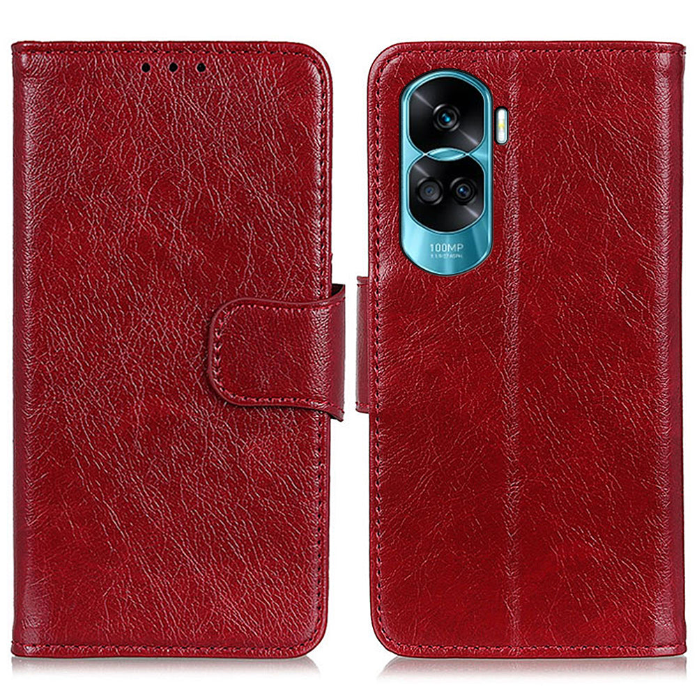 For Honor 90 Lite 5G / X50i 5G Fall Proof Nappa Texture Split Leather Wallet Case Phone Cover with Stand