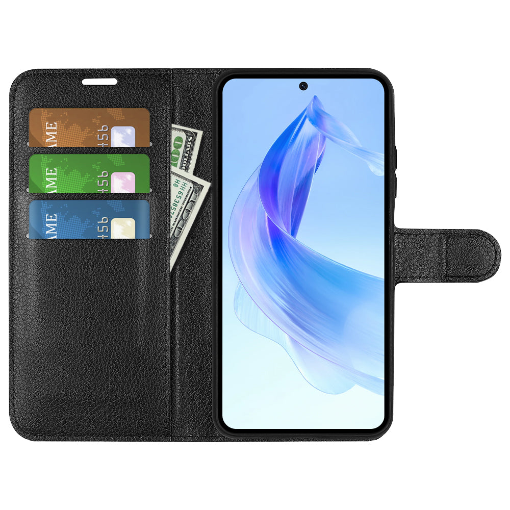 For Honor 90 Lite 5G / X50i 5G Anti-scratch Phone Stand Cover PU Leather Litchi Texture Wallet Case