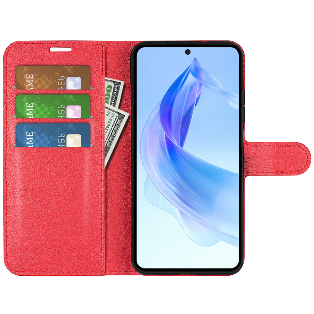 For Honor 90 Lite 5G / X50i 5G Anti-scratch Phone Stand Cover PU Leather Litchi Texture Wallet Case