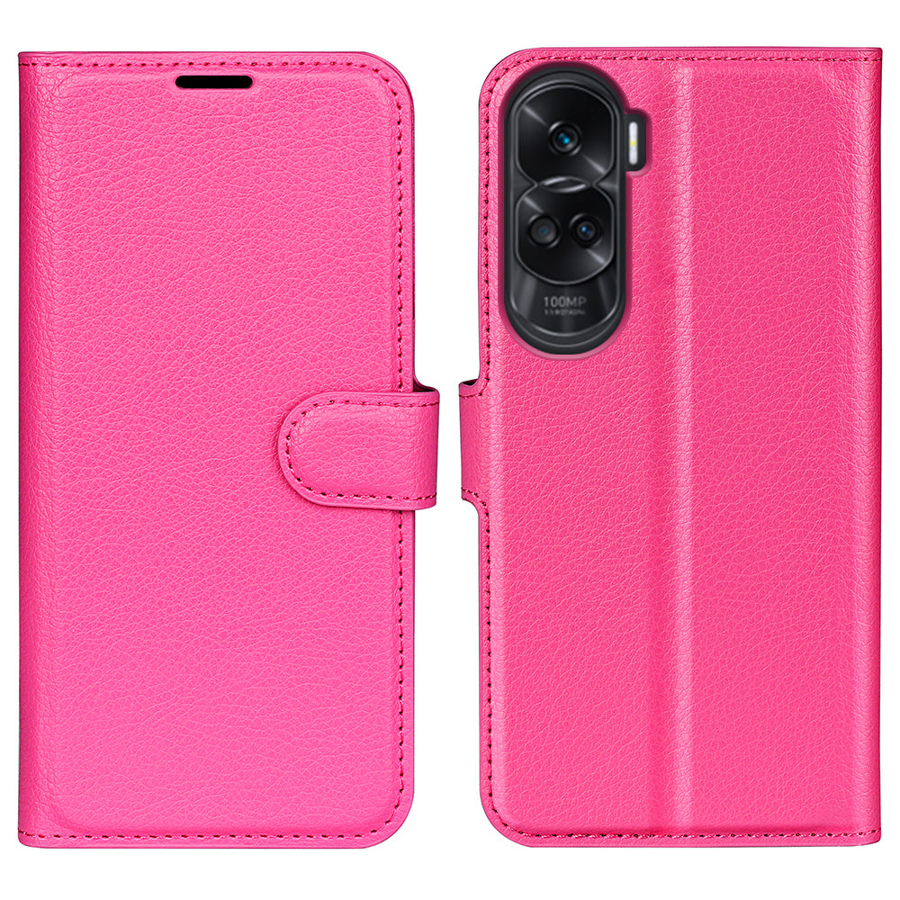 For Honor 90 Lite 5G / X50i 5G Anti-scratch Phone Stand Cover PU Leather Litchi Texture Wallet Case