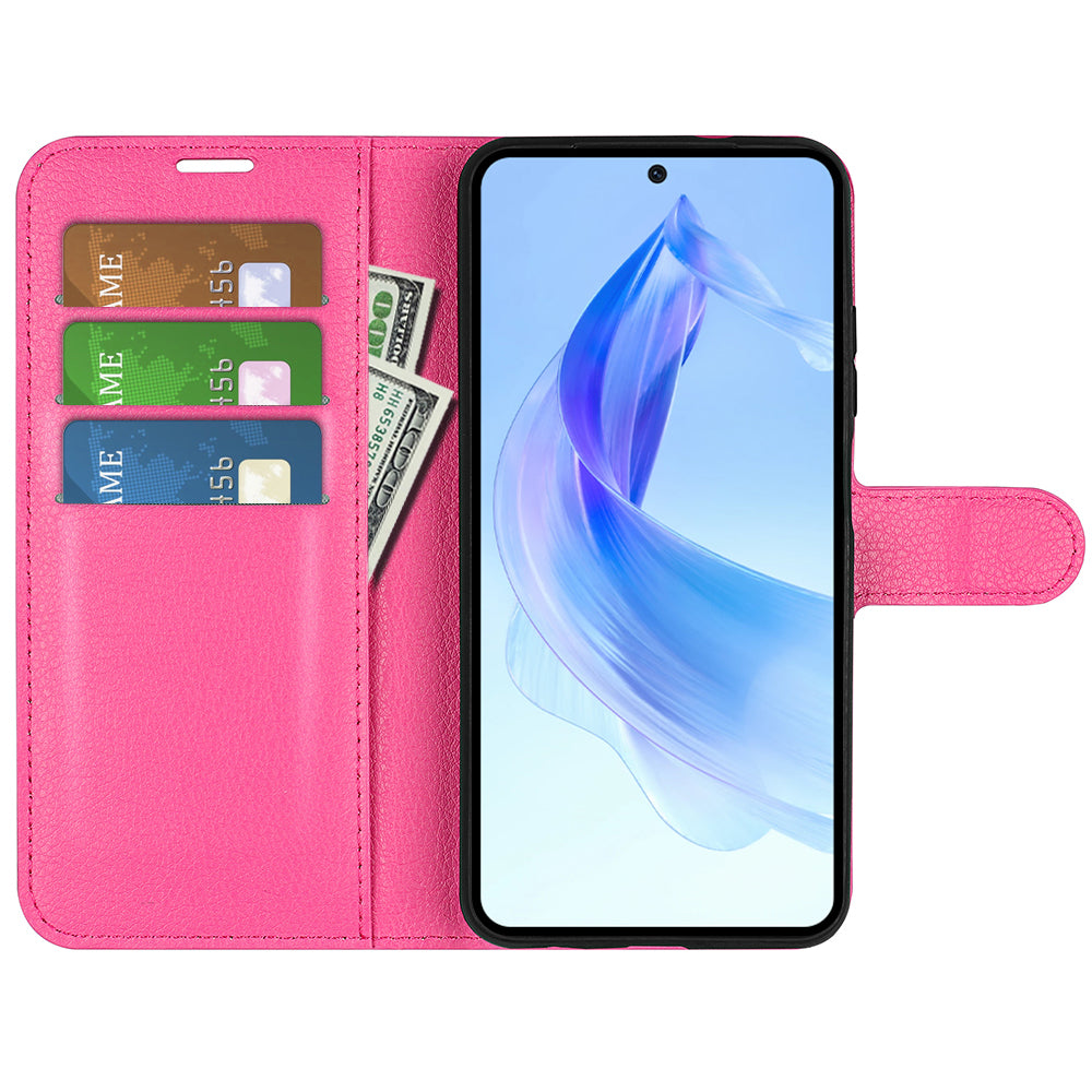 For Honor 90 Lite 5G / X50i 5G Anti-scratch Phone Stand Cover PU Leather Litchi Texture Wallet Case