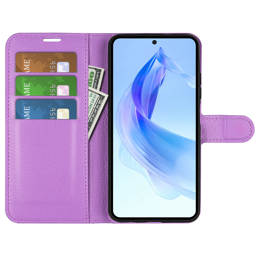 For Honor 90 Lite 5G / X50i 5G Anti-scratch Phone Stand Cover PU Leather Litchi Texture Wallet Case