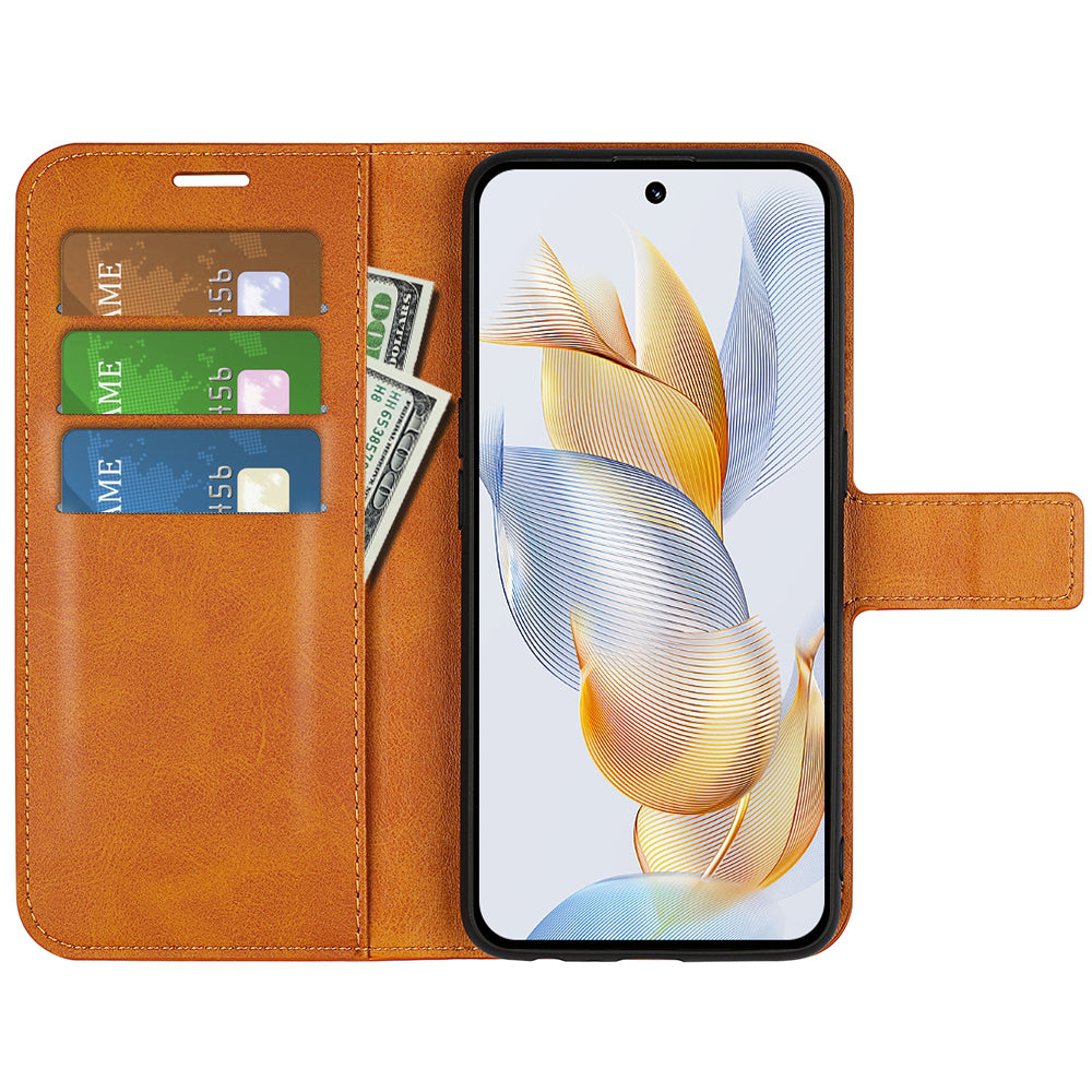 For Honor 90 Pro Scratch Resistant PU Leather Wallet Stand Protective Case Calf Texture Phone Cover