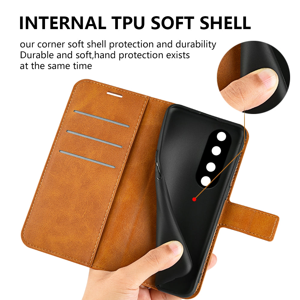 For Honor 90 Pro Scratch Resistant PU Leather Wallet Stand Protective Case Calf Texture Phone Cover