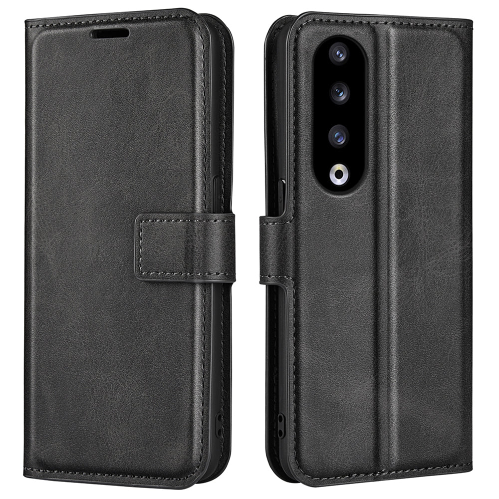 For Honor 90 Pro Scratch Resistant PU Leather Wallet Stand Protective Case Calf Texture Phone Cover