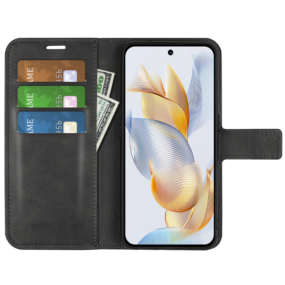 For Honor 90 Pro Scratch Resistant PU Leather Wallet Stand Protective Case Calf Texture Phone Cover