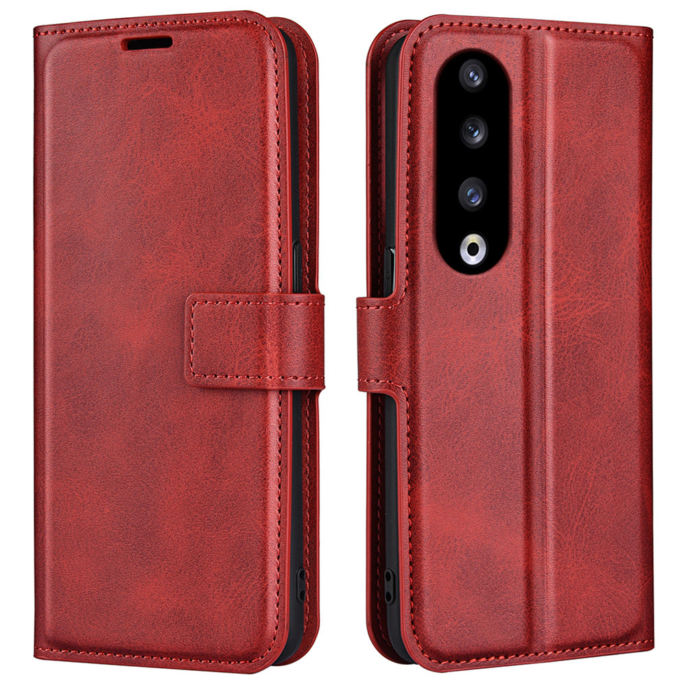 For Honor 90 Pro Scratch Resistant PU Leather Wallet Stand Protective Case Calf Texture Phone Cover