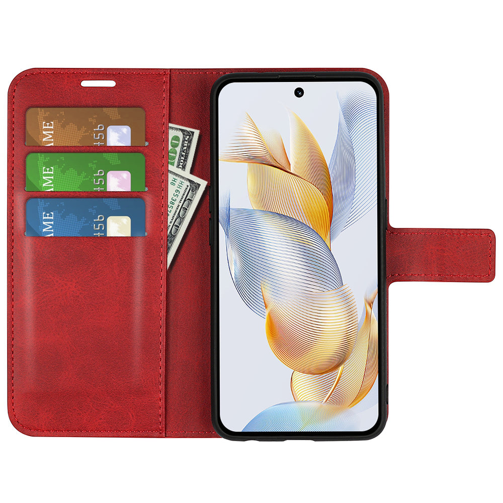 For Honor 90 Pro Scratch Resistant PU Leather Wallet Stand Protective Case Calf Texture Phone Cover