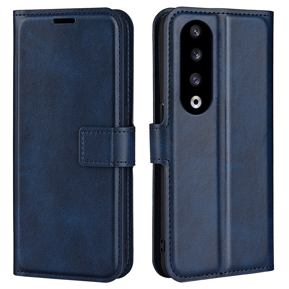 For Honor 90 Pro Scratch Resistant PU Leather Wallet Stand Protective Case Calf Texture Phone Cover