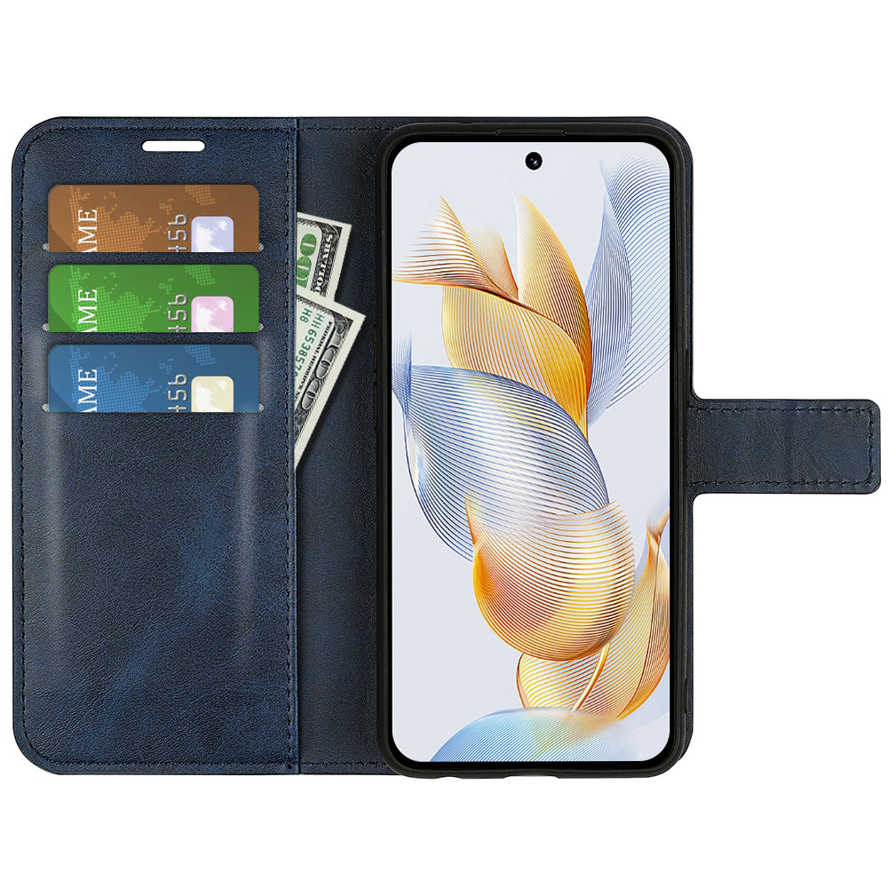 For Honor 90 Pro Scratch Resistant PU Leather Wallet Stand Protective Case Calf Texture Phone Cover