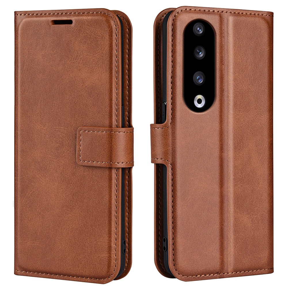 For Honor 90 Pro Scratch Resistant PU Leather Wallet Stand Protective Case Calf Texture Phone Cover