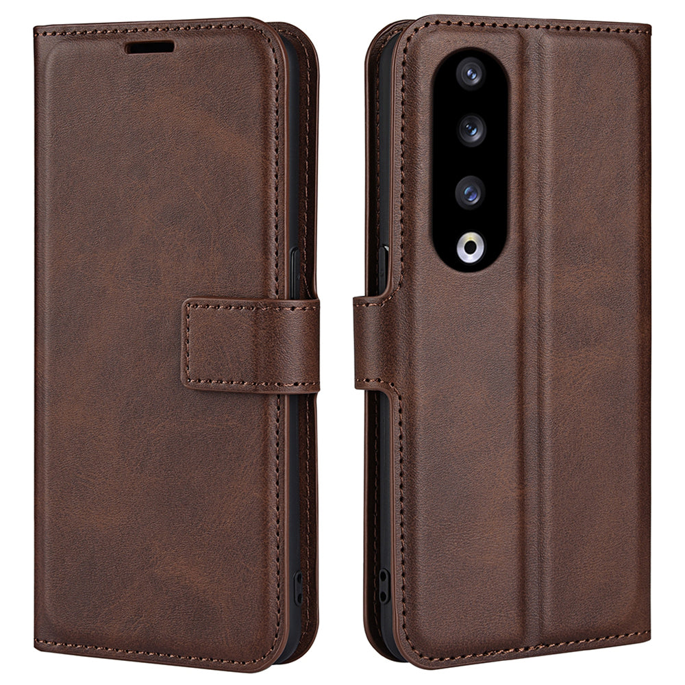 For Honor 90 Pro Scratch Resistant PU Leather Wallet Stand Protective Case Calf Texture Phone Cover