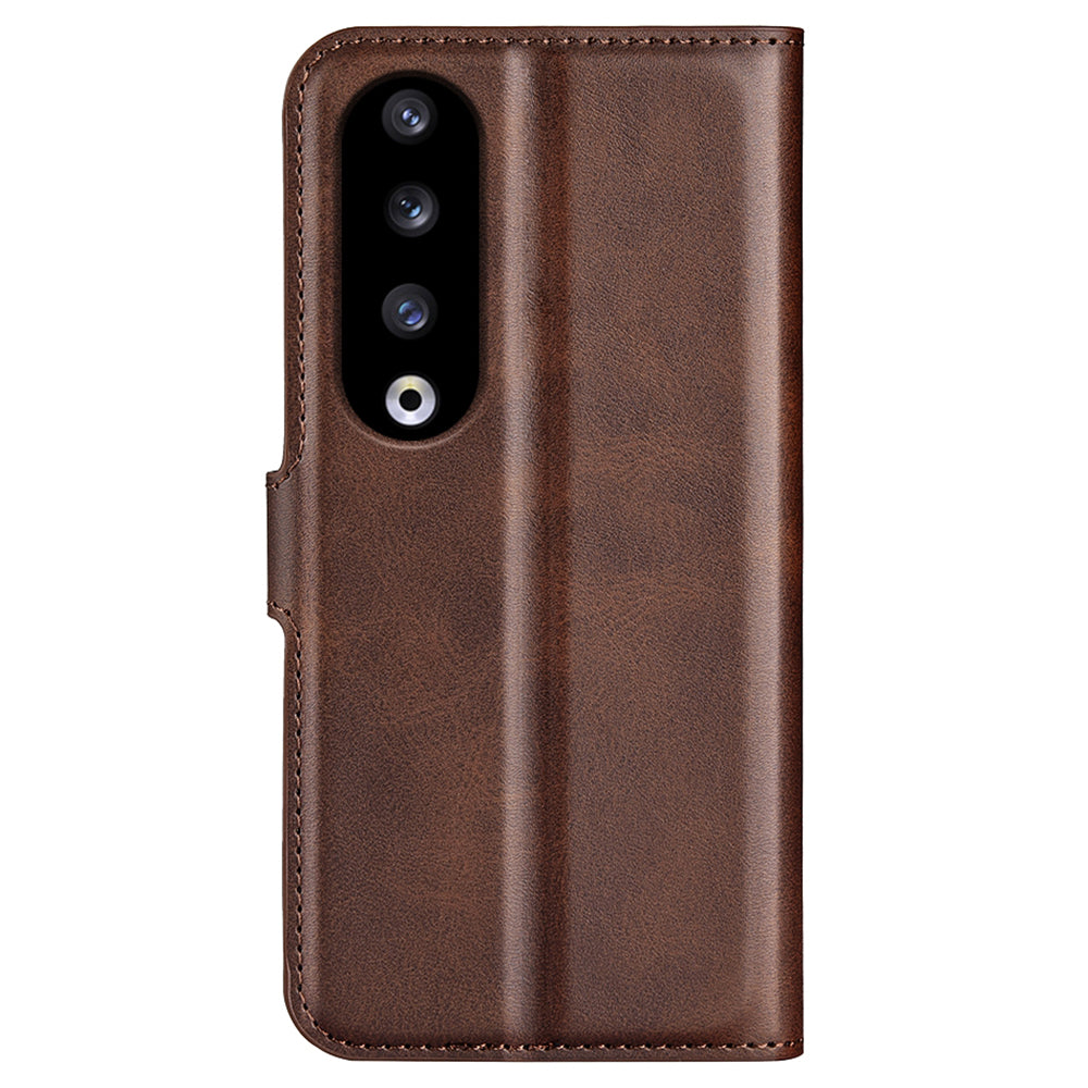 For Honor 90 Pro Scratch Resistant PU Leather Wallet Stand Protective Case Calf Texture Phone Cover