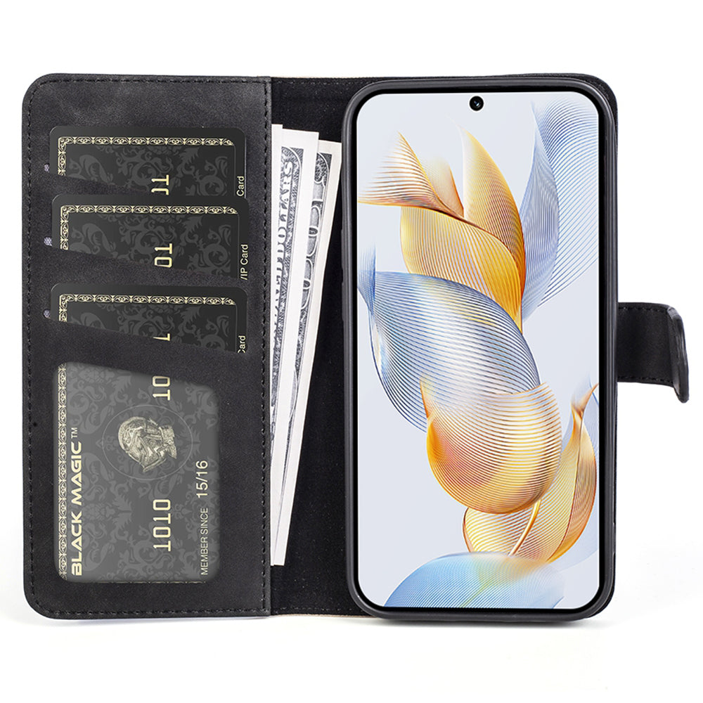 For Honor 90 Pro PU Leather Wallet Phone Cover Dual-color Splicing Anti-drop Stand Case