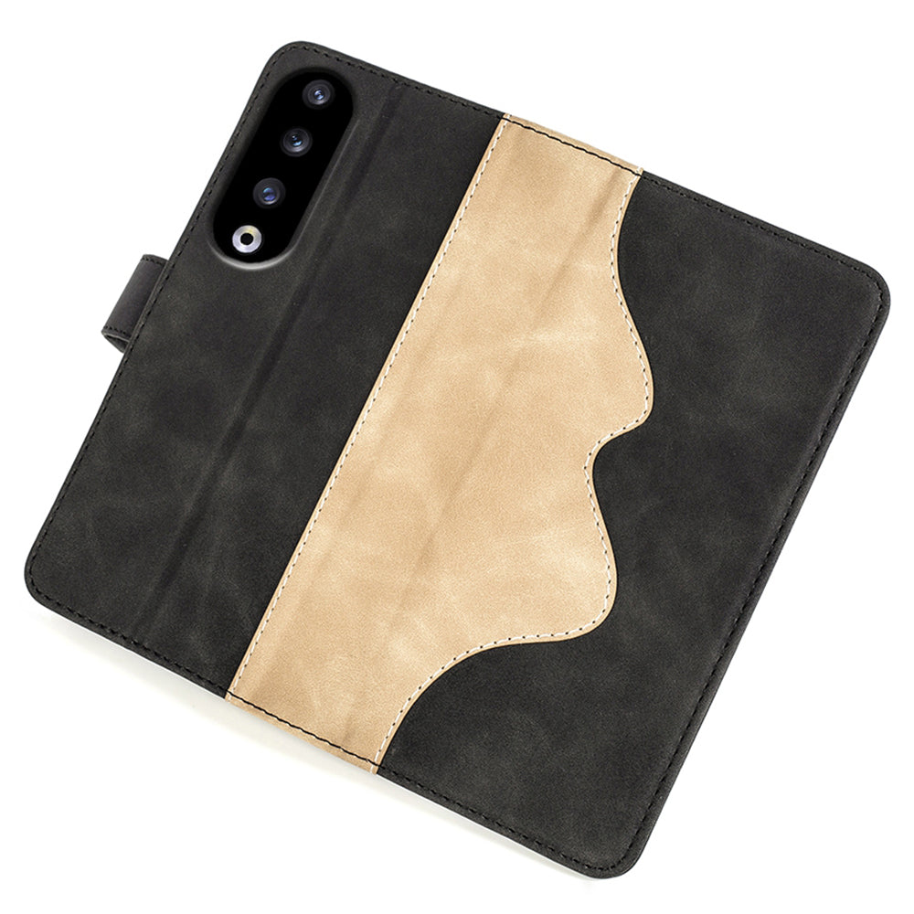 For Honor 90 Pro PU Leather Wallet Phone Cover Dual-color Splicing Anti-drop Stand Case