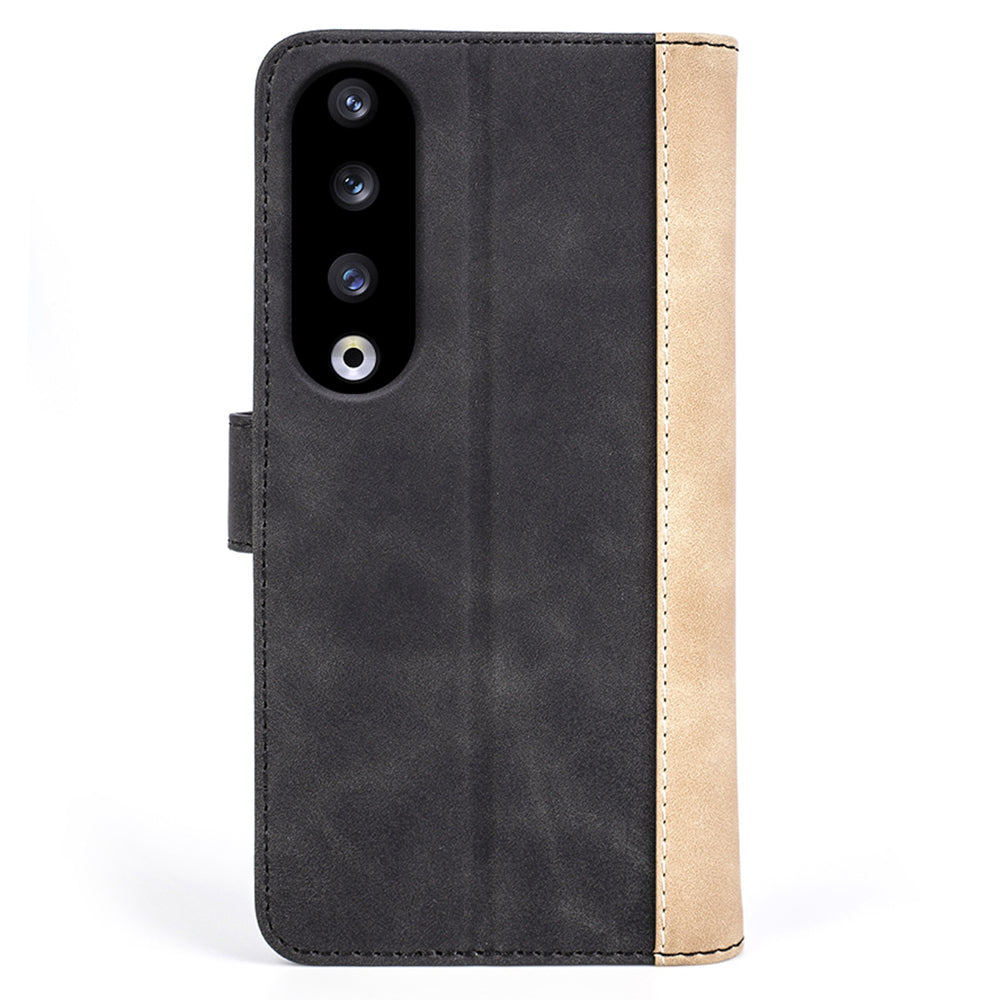 For Honor 90 Pro PU Leather Wallet Phone Cover Dual-color Splicing Anti-drop Stand Case