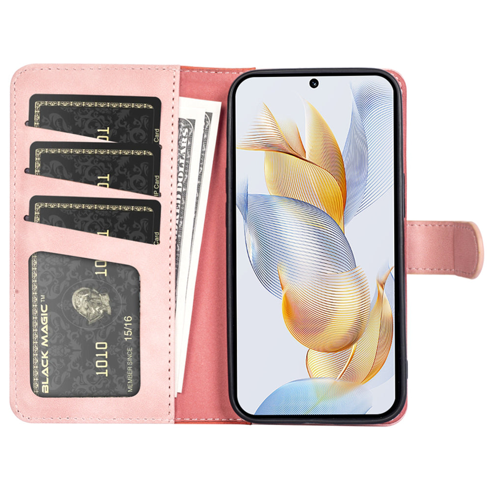 For Honor 90 Pro PU Leather Wallet Phone Cover Dual-color Splicing Anti-drop Stand Case