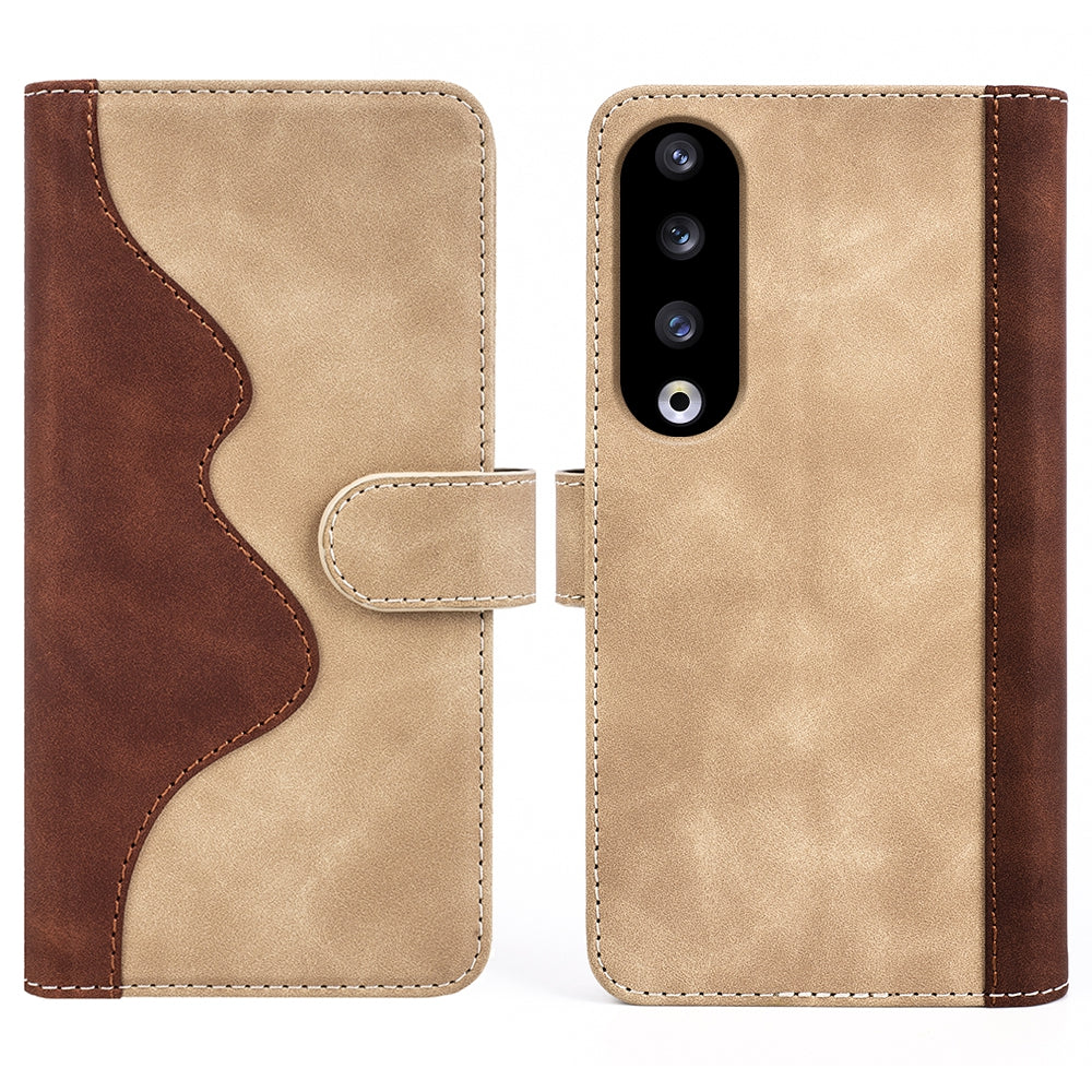 For Honor 90 Pro PU Leather Wallet Phone Cover Dual-color Splicing Anti-drop Stand Case
