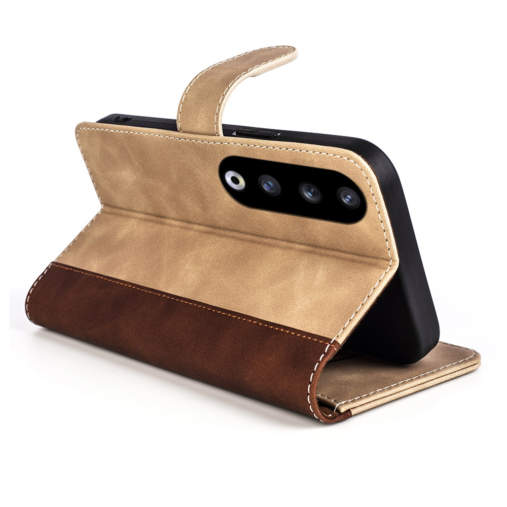 For Honor 90 Pro PU Leather Wallet Phone Cover Dual-color Splicing Anti-drop Stand Case